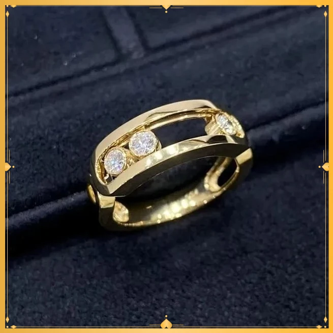 

Designer Jewelry New Seiko Edition Three Diamond Sliding Ring Couple Style High-end Light Luxury for Gift