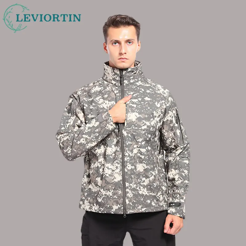 Tactical Jacket for Men Outdoor Military Shark Skin Soft Shell Combat Windbreaker Coats Waterproof Bomber Cargo Fleece Jackets