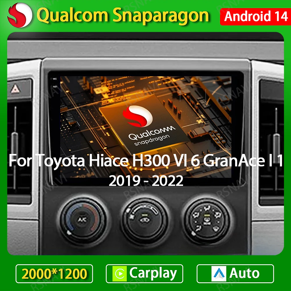 

Автомобильный радиоприемник Android 14 для Toyota Hiace H300 VI 6 GranAce I 1 2019 2020 2021 2022 мультимедийный стерео плеер Navi Carplay Auto 4G BT