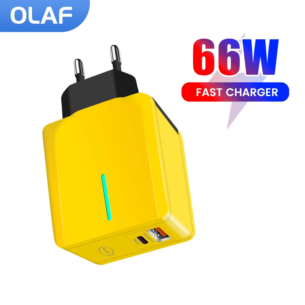 Olaf 66W USB Charger Type C QC3.0 Fast Charging PD USB Charger Wall Adapter For iPhone Xiaomi Samsung Huawei Phone Quick Charge