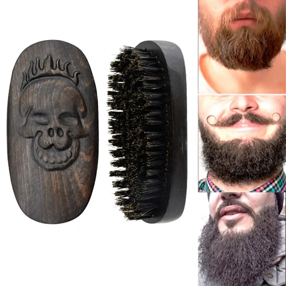 Professional Boar Bristle Beard Brush Wood Men Shaving Brush Mustache Facial Hair Cleaning Brush Man Face Massage Wooden Comb