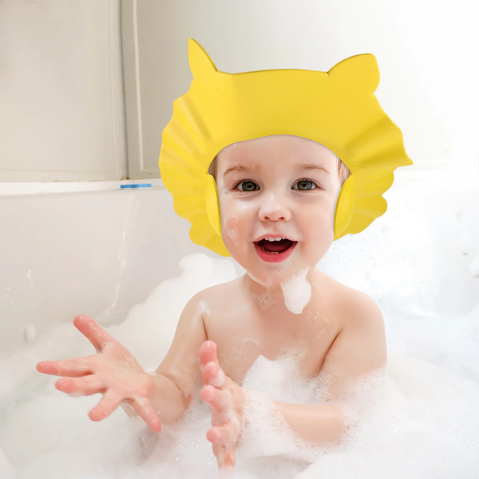 

2Pcs Kids Bath Hats with Ear Protection Adjustable Waterproof Shower Cap for Baby Hair Washing Baby Shower Caps