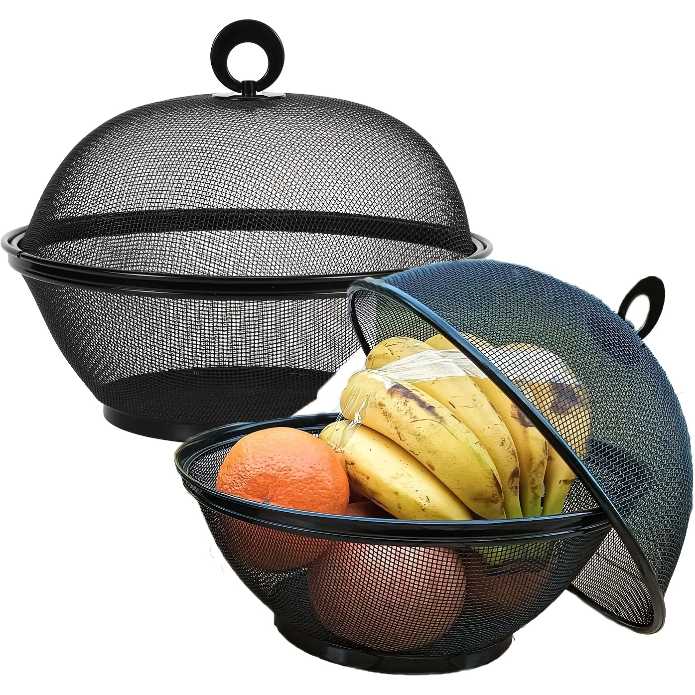 Metal Wire Fruit Basket with Lid, Fruit Bowl, Vegetable Storage Rack, Fruit Display Rack, Fly Proof Kitchen Counter Storage Rack