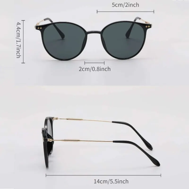 2PCS Women Men Small Round Sunglasses Luxury Brand Designer Popular Sun Glasses Metal Leopard Head Shade Eyewear ﻿ view 5