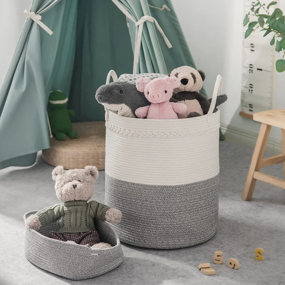 

Extra Large Cotton Rope Basket Woven Baby Laundry Hamper Woven Baskets for Storage Blanket Basket for Living Room