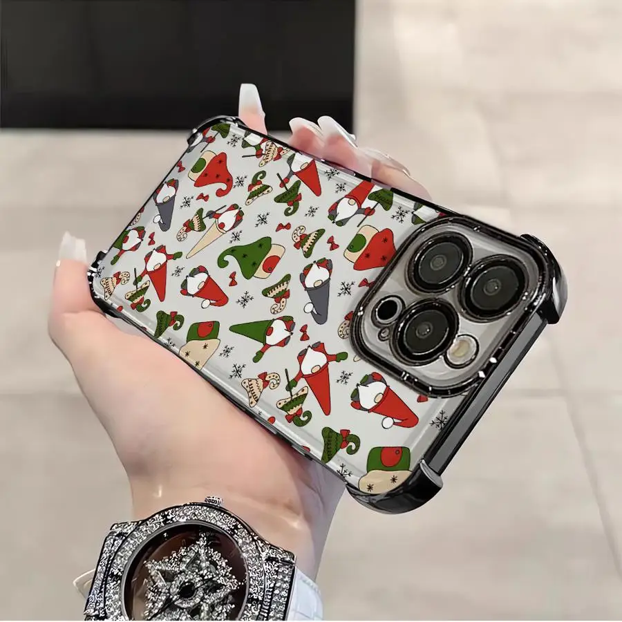 Telefoon Geval voor Samsung Galaxy A26 A24 A25 A33 A35 A36 A52 A17 A21s A16 A15 A13 Clear Cover Cartoon Kerst Kerstman