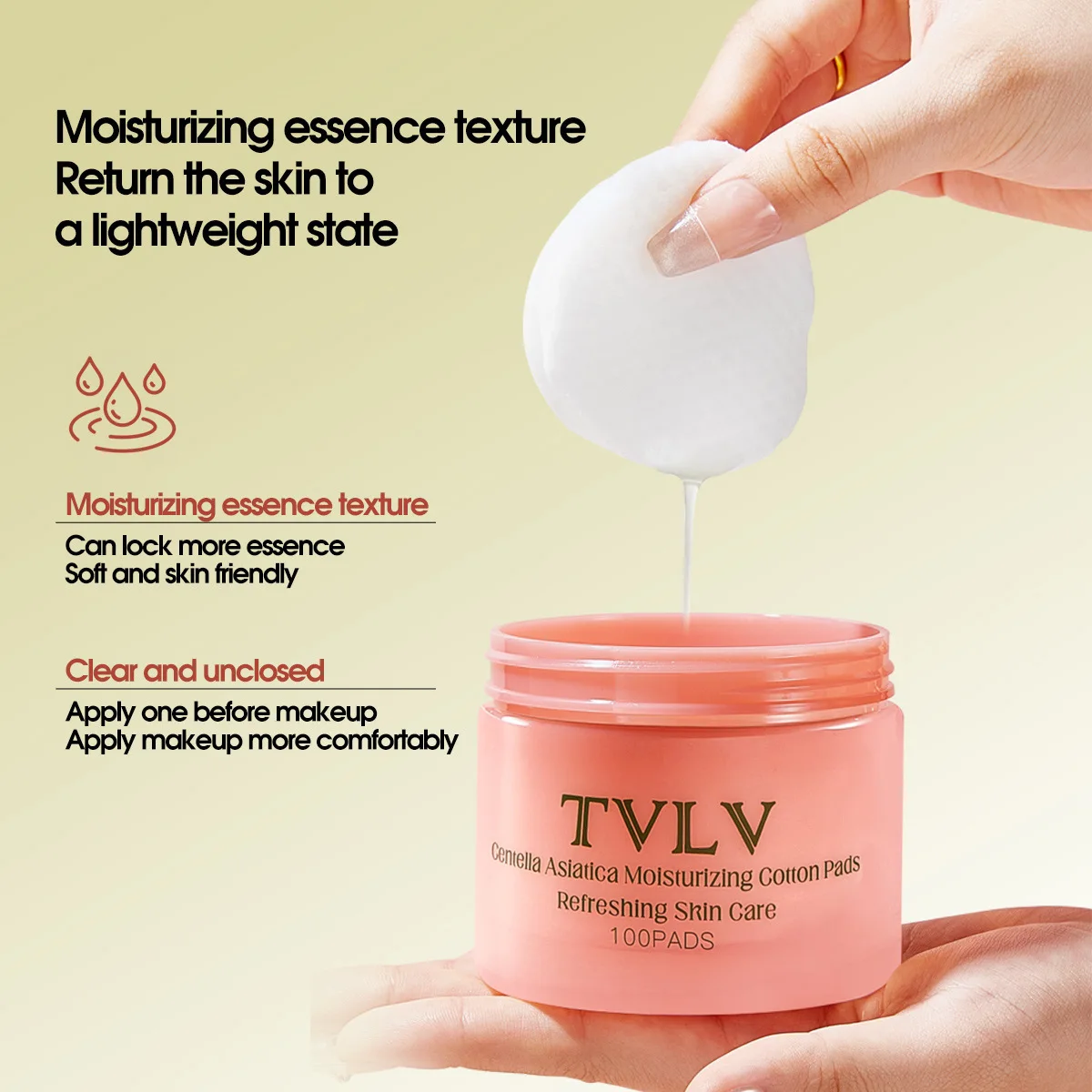 TVLV Centella Asiatica Hydrating Cotton Pads Deep Cleansing Brightening Essence Mask for Wet Compress