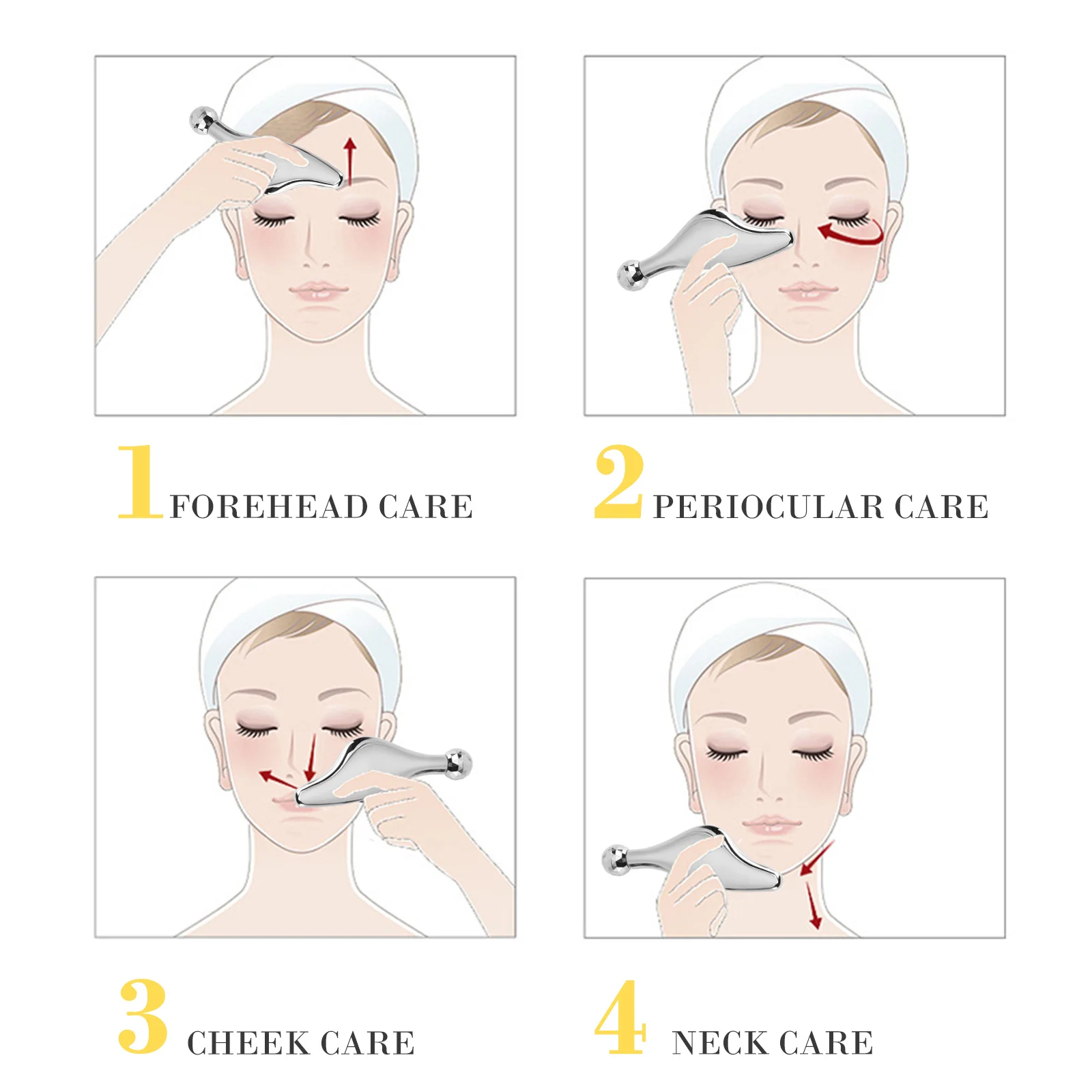 1Pcs Manual Facial Roller Eye Scraping Plate Alloy Texture Compact Massage Stick Fatigue Relief Face Body Massage Tool Beauty