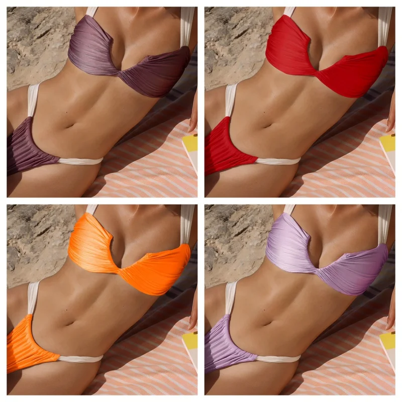 Bikini triangular con push-up para mujer, la estación independiente Sexy de traje de baño, novedad de 2024