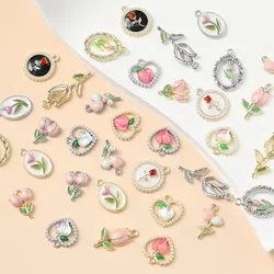 1PCS New Flower Charms Tulip Love Pendant For DIY Jewelry Making Necklace Earrings Handmade Accessories Wholesale