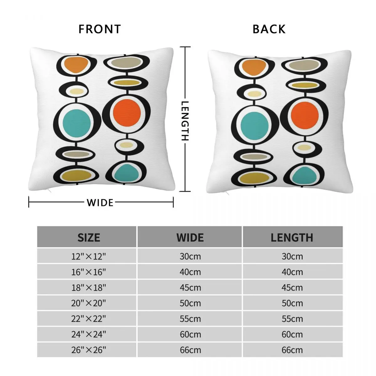 Mid Century Modern Circles Square Pillowcase Polyester Linen Velvet Creative Zip Decorative Home Cushion Cover