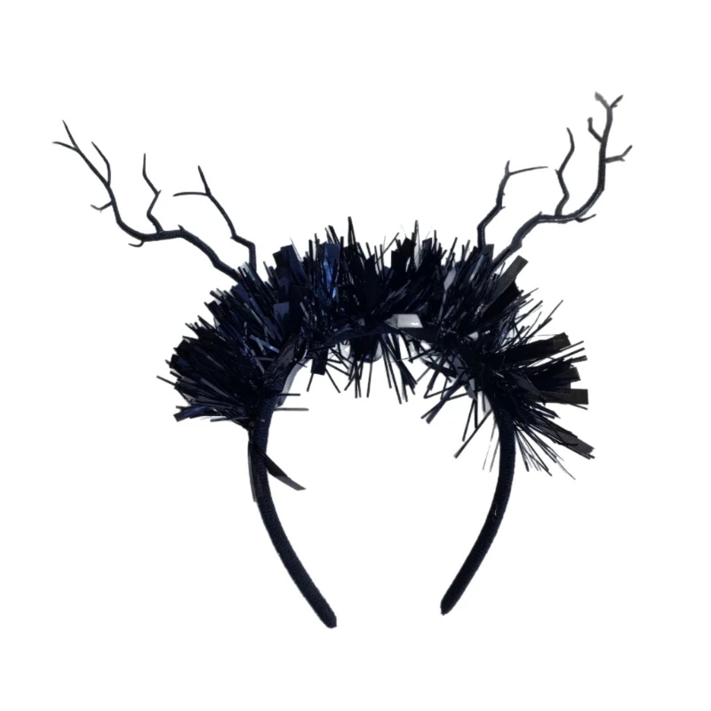 Diadema accesorio para cabello para disfraz, diseño rama negra con acento central texturizado, fácil usar para fiestas