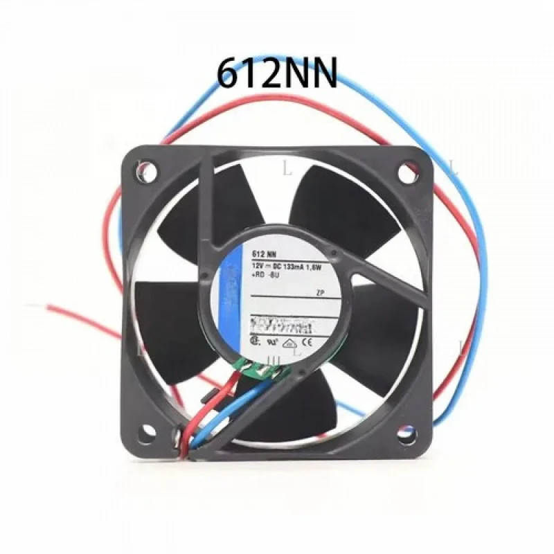 

L for Ebmpaps Axial flow Cooling Fan 60*60*25MM 612NN 12VDC 133mA 1.6W 40m3/h 5000RPM