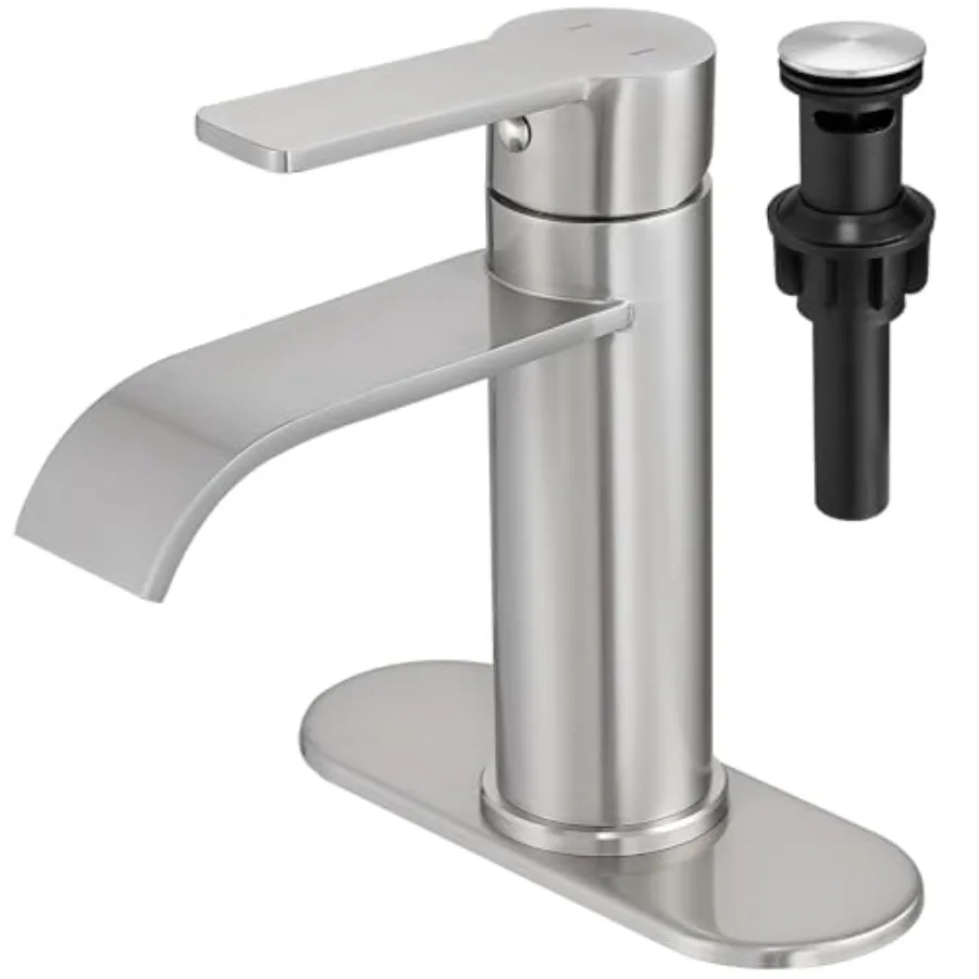 

Смеситель для ванной комнаты с эффектом водопада, однорычажный, на 1 или 3 отверстия, современный, с декоративной накладкой и выдвижным сливом, для раковины/умывальника