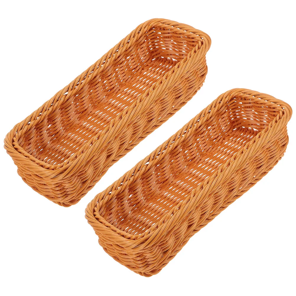 

2pcs Kitchen Tableware Storage Basket Seasoning Jar Organizer Woven Box Plastic Household Sundry Baskets