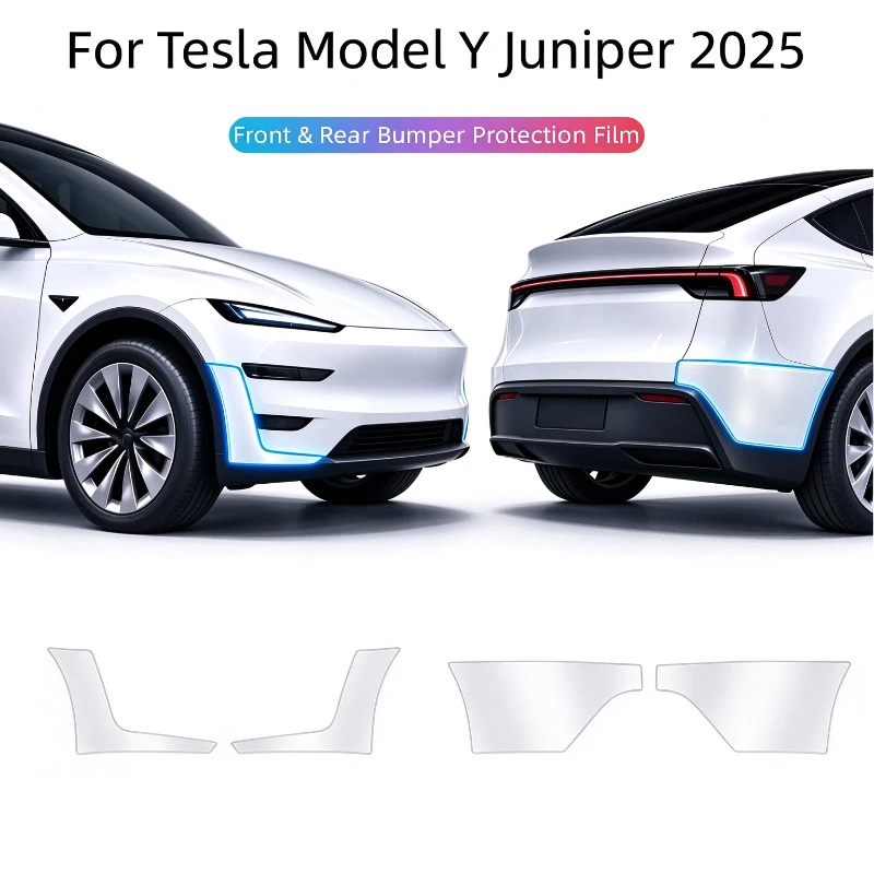 TPU Front Rear Bumper Corner Protector Film Anti-Scratch Invisible PPF Film for Tesla Model Y Juniper 2025 Exterior Accessories