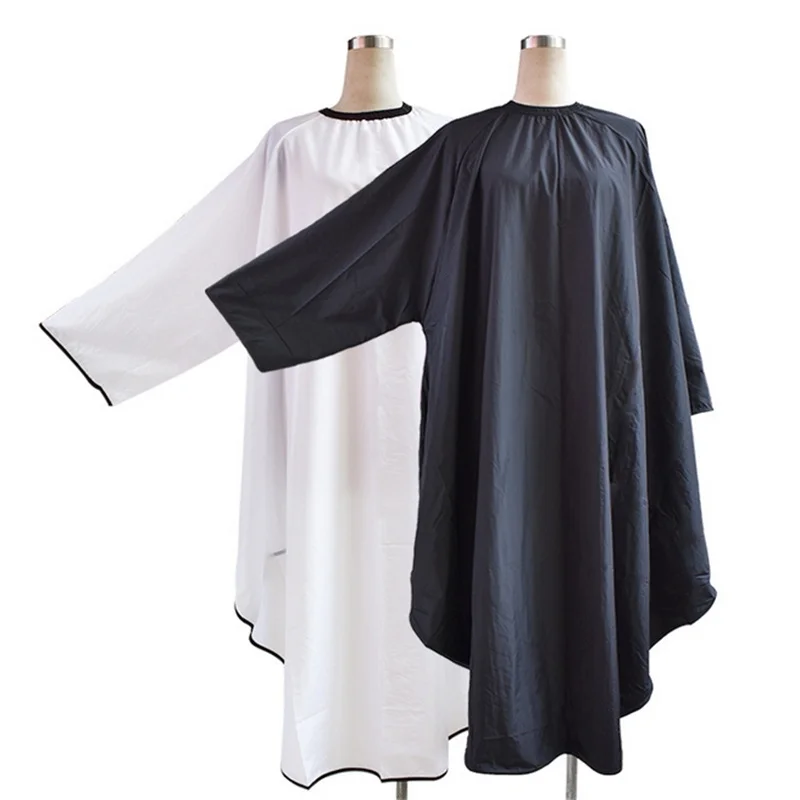 1PC 145*165cm Black White Long Sleeve Waterproof Hair Cutting Cape Haircut Apron Salon Hairdressing Cloth Gown Wrap Professional