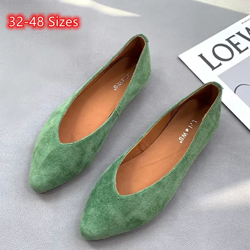 

Womens Fabulous Flats Pointy Toe V Shap No Heels Slip-On Well Made Designer British Style Seam Shoes Flock Comfortable Chaussure