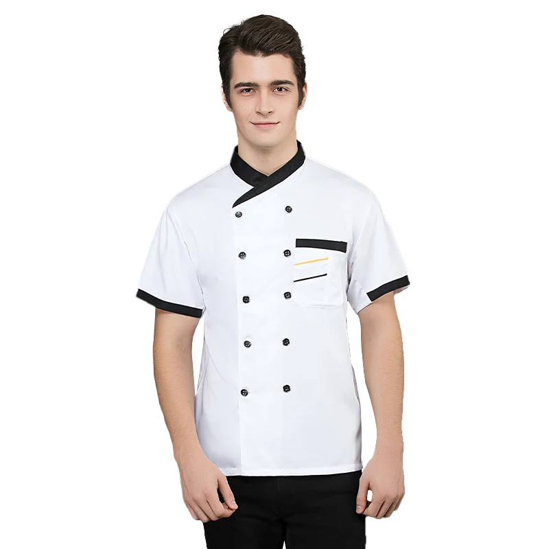 Veste de chef unisexe, chemises de chef d'hôtel, vêtements de travail attribuables, uniforme de chef, manteau de gilet de restaurant, vêtements de cuisinier, salopette de cafétéria