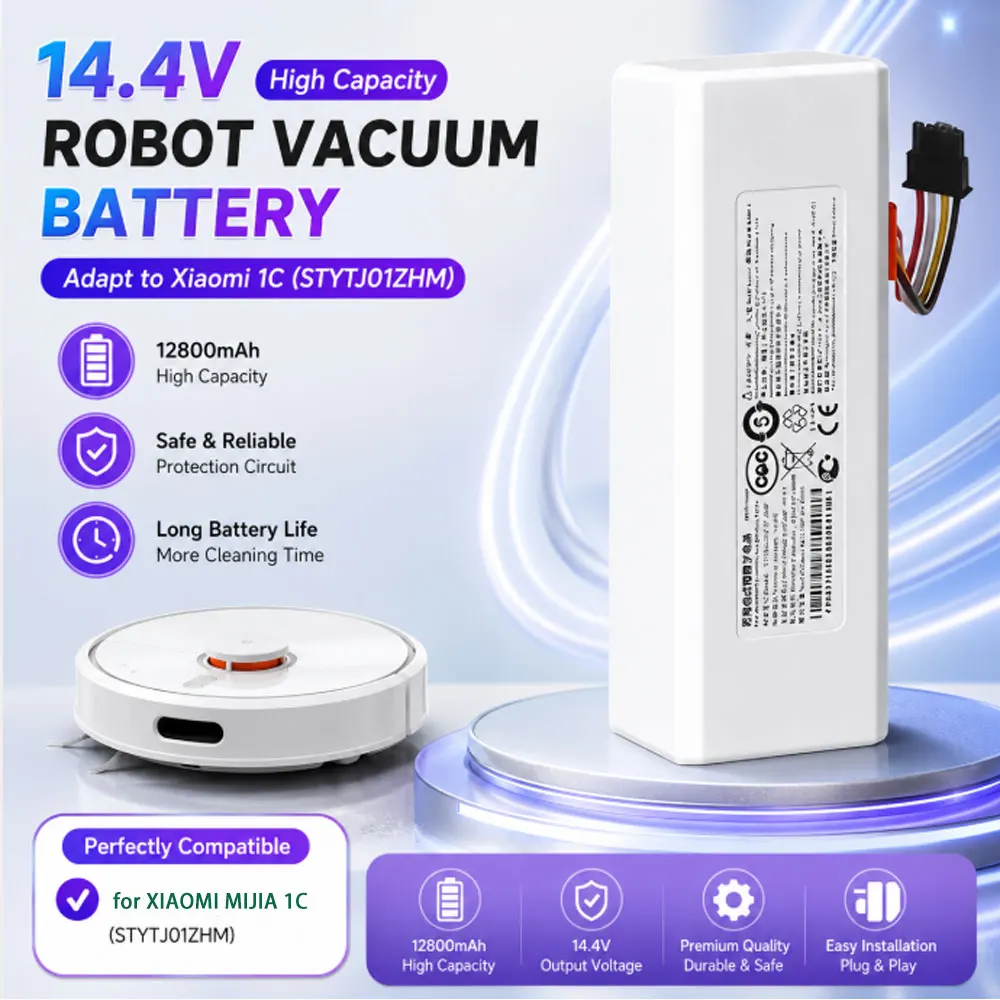 12800 mAh 14,4 V P1904-4S1P-MM Akku für Xiaomi Mijia 1C STYTJ01ZHM Roboter-Staubsauger Zubehörteile Original