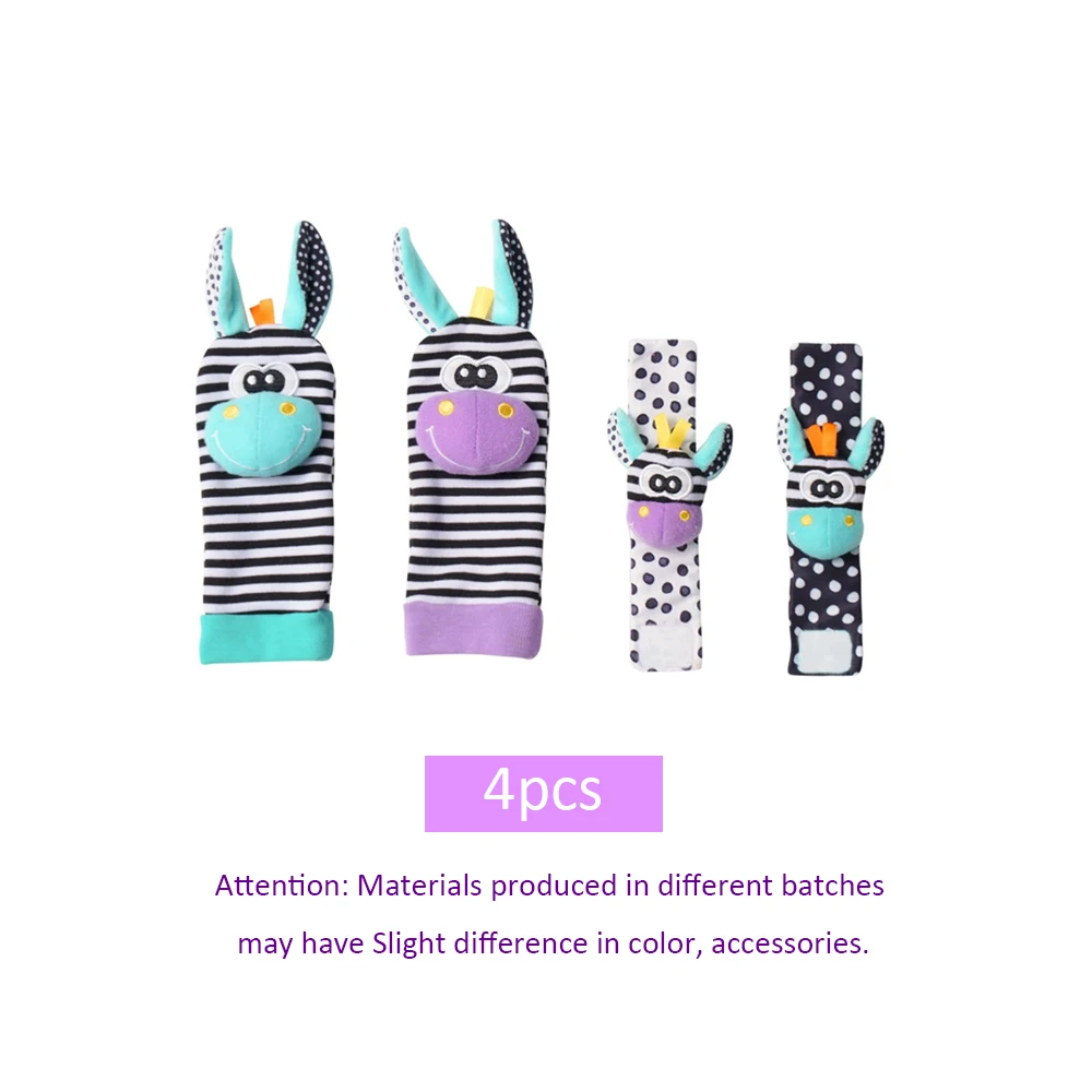 4 teile/satz Baby, Kleinkind Handgelenk Rassel Socken Spielzeug 0-12 Monate Mädchen Junge Frühe Pädagogische Entwicklung Nette Kleinkinder sensorische Geschenke – Detail 7