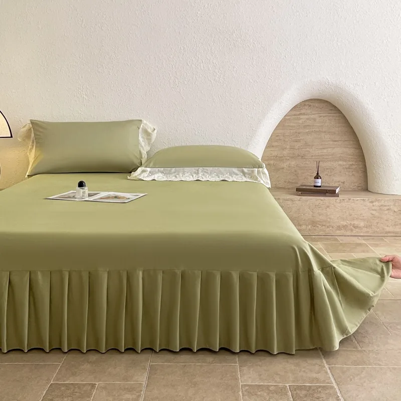 2026 Nwe Deamy Ins Style Bed Skirt Comfortable 100% Cotton Minimalist for Home Decoration King Queen Bed