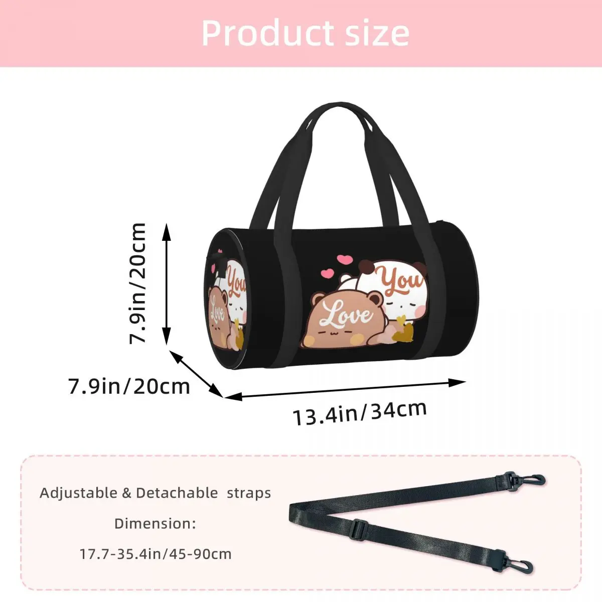 Bear And Panda Bubu Dudu Balloon  Luggage Bag Multi-Functional Duffle Tote Bag Handbags Gym Bags Fitness Bag for Boys Girls