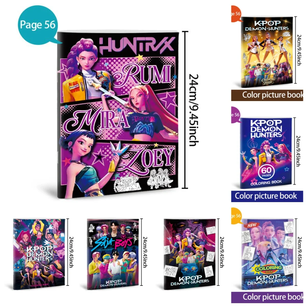 Hot 56 Pages Kids Anime Cartoon Coloring Sketch Book Line Art Drawing Pads Art Stationery for Shop Bulk Wholesale Retail Supply