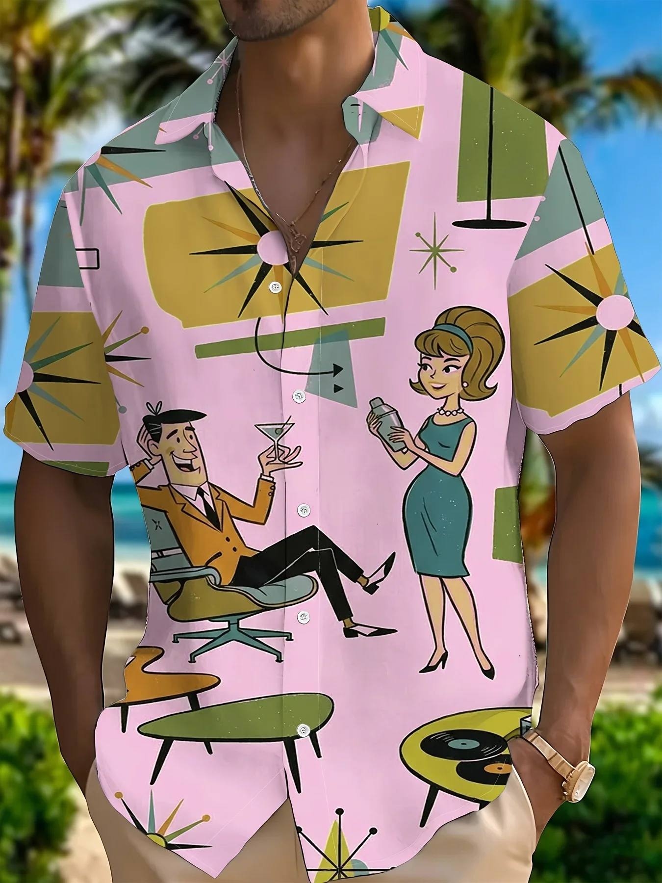 Summer High Street Graphic Print Men's Hawaiian Shirt Man Short Sleeve Casual Fashion Urban Style Party Beach Tops