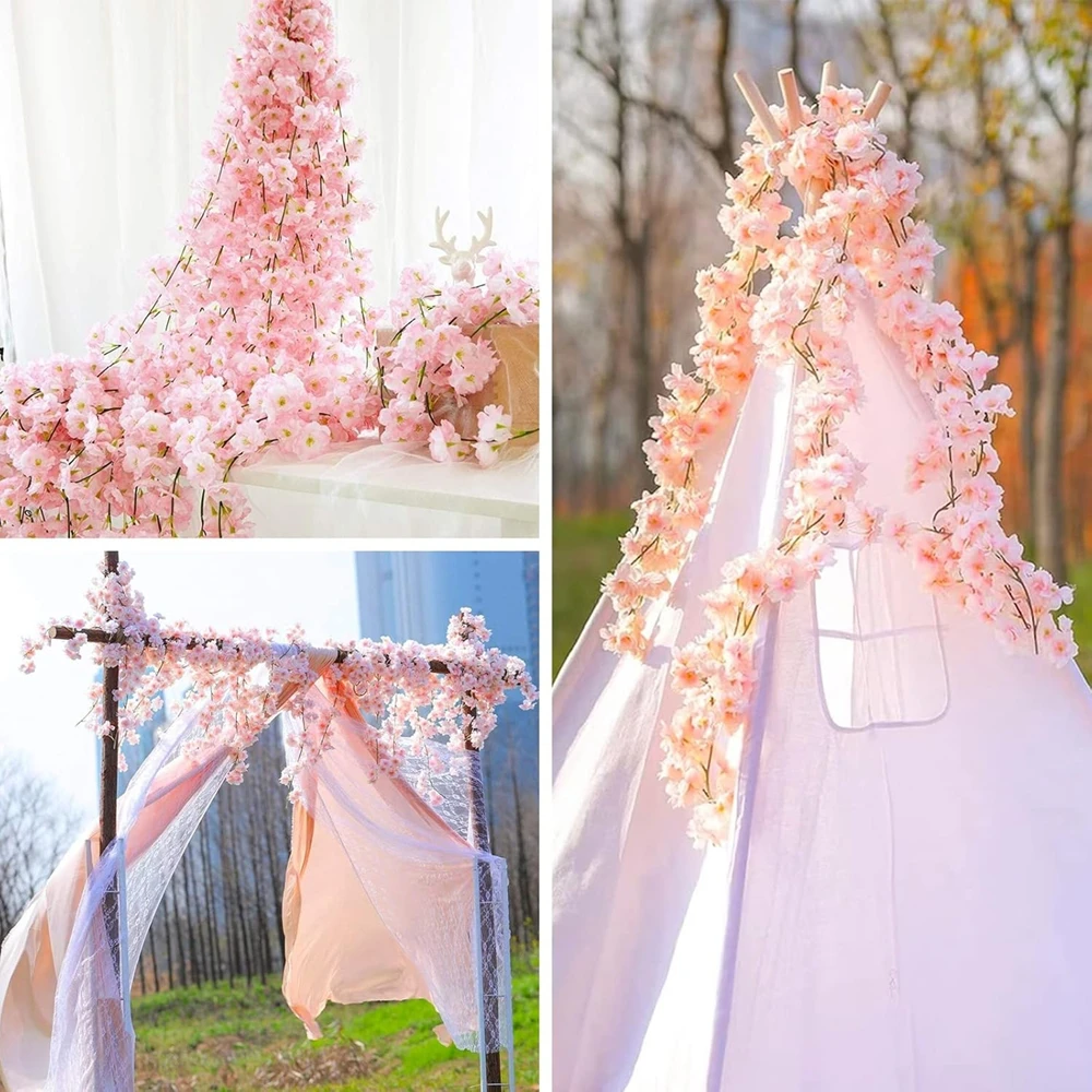 

10Pcs 180CM Artificial Sakura Flowers Vine Wedding Garden Rose Festival Arch Home Party Decora Bridal Fake Silk Scrapbook Plants