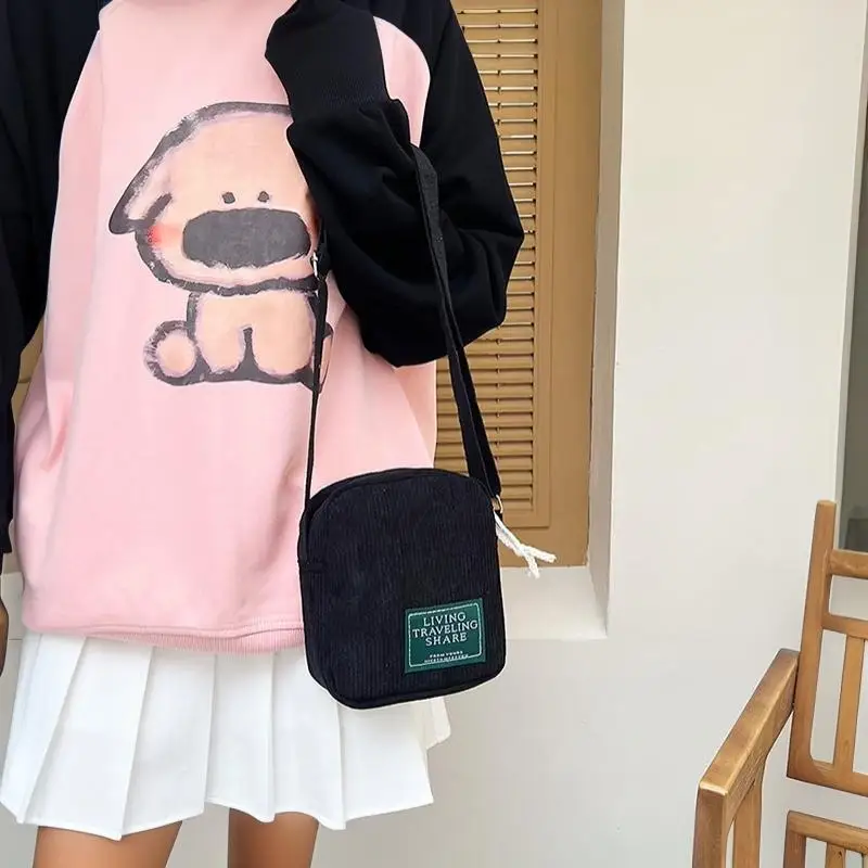 Corduroy Small Crossbody Bag Adjustable Strap Multiple Color Options For Daily Use Travel Shopping