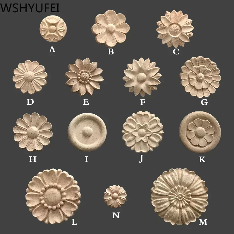 10szt Nowoczesne rzeźbione w drewnie figurki rzeźbiarskie Rzemiosło Narożne aplikacje Rama Ściana Rzeźba w drewnie Dekoracje mebli Dekoracyjne