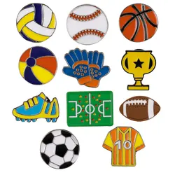 Fashion new football jersey brooch Rugby volleyball sports style Trophy Alloy badge Accessory pins wholesale gift to friends