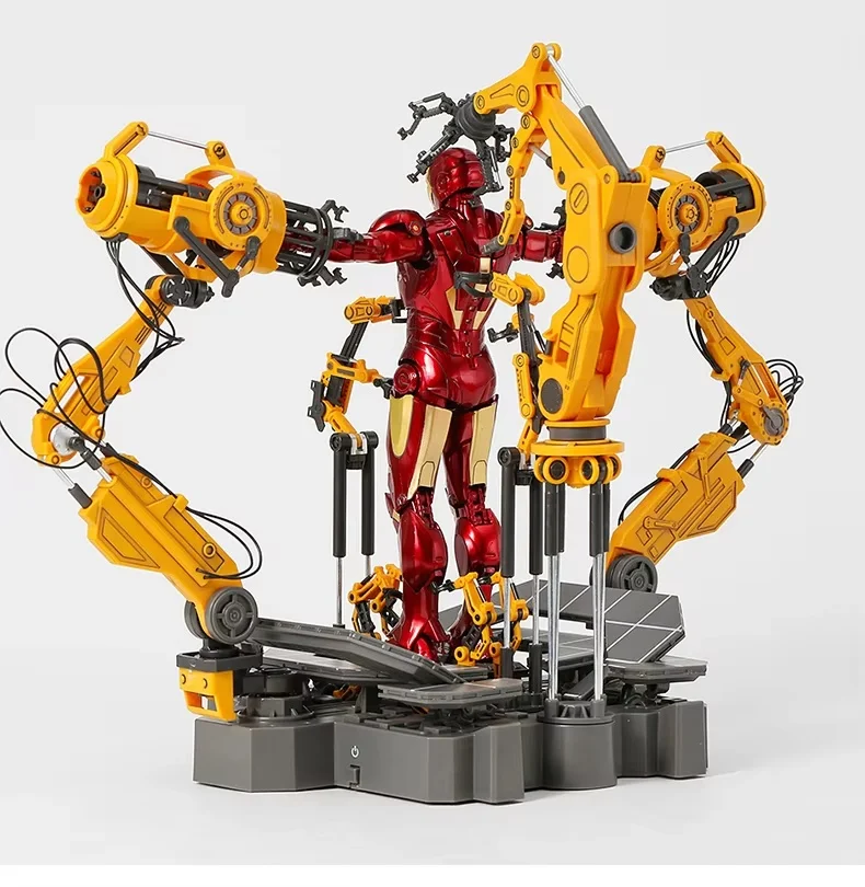 ZD MK6 MK4 Toy Iron Man WITH SUIT-UP GANTRY LED Circular Armor Dismantling Platform Anime Tony Stark Model Action Figure Gifts view 3