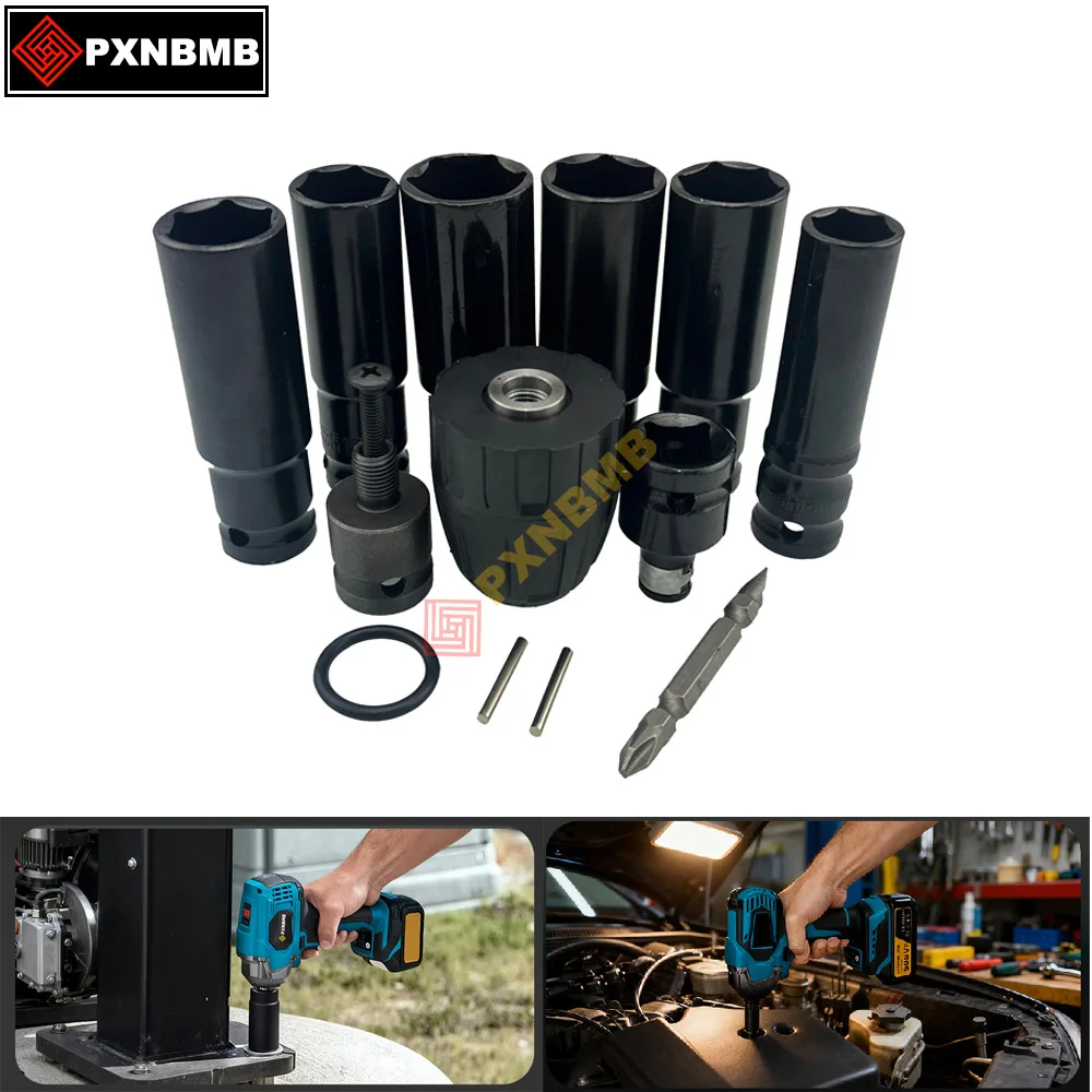 13Pcs Set Electric Impact Wrench Hexs Socket Adapter Kit Drill Chuck Drive Adapter SET for Electric Drill Wrench Screwdrivers