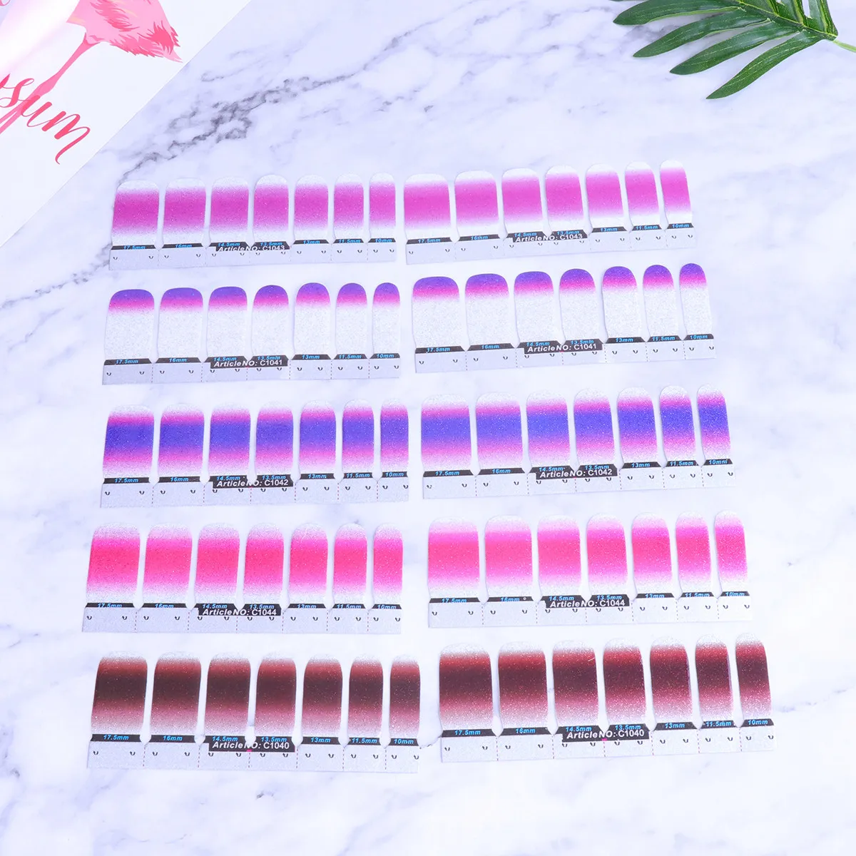 5 Sets Nail Art Decorative Stickers Design Gradient Color Fingernail Decals Paper