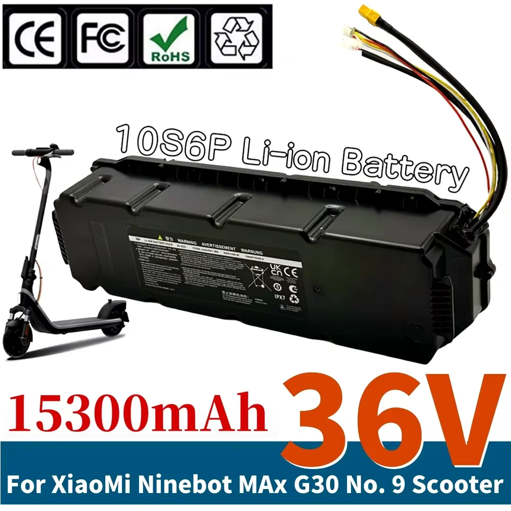 

For Xiaomi Ninebot G30 MAX No. 9 Electric Scooter Special battery 36V 10S6P 15300mAh Li-ion Battery Pack with BMS
