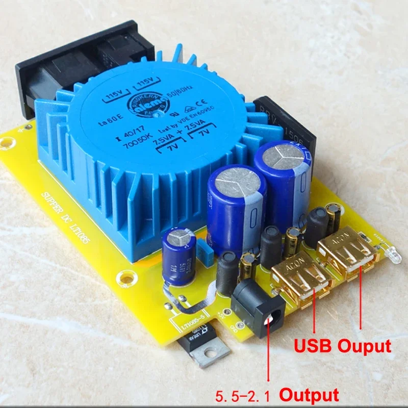 15W DC5V USB Audio Linear Power Supply for TALEMA LT1086CT CLC Filters DC5521 Low Noise CAS XMOS For DAC Headphone Amplifier