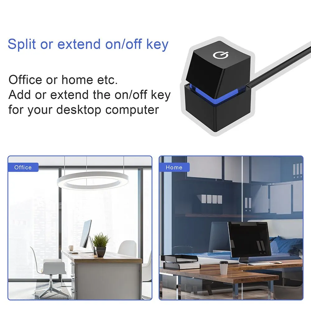 Interruptor de escritorio de computadora, luces LED de colores, placa base de PC, arranque externo, botón de encendido/apagado, Cable de extensión para oficina en casa, 2m