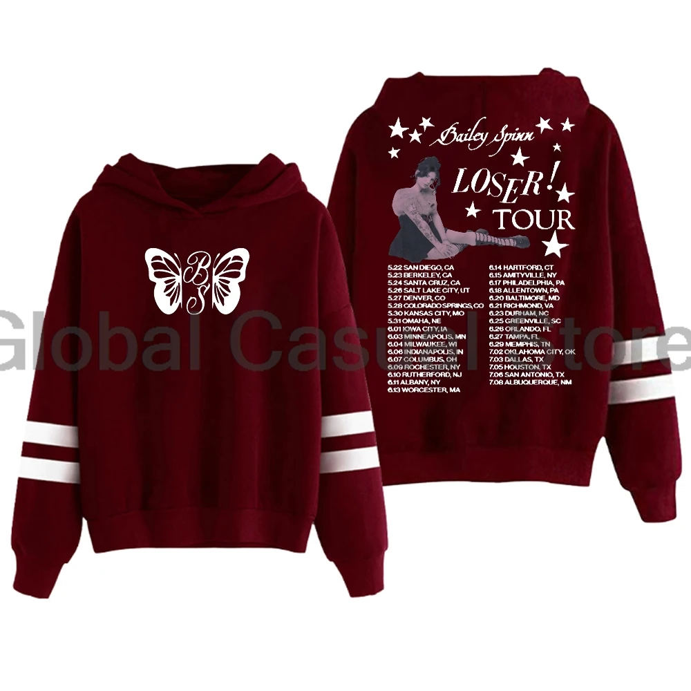 بيلي سبين لوزر تور 2025 هوديي بدون جيوب قضبان متوازية كم ملابس الشارع الشهير الرجال النساء قمصان سويت شيرت بقلنسوة