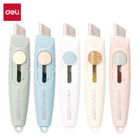 10PCS Deli Kawaii Portable Utility Knife Self-locking Unpack Express Unboxing Artifact Student School Learning Office Supplies