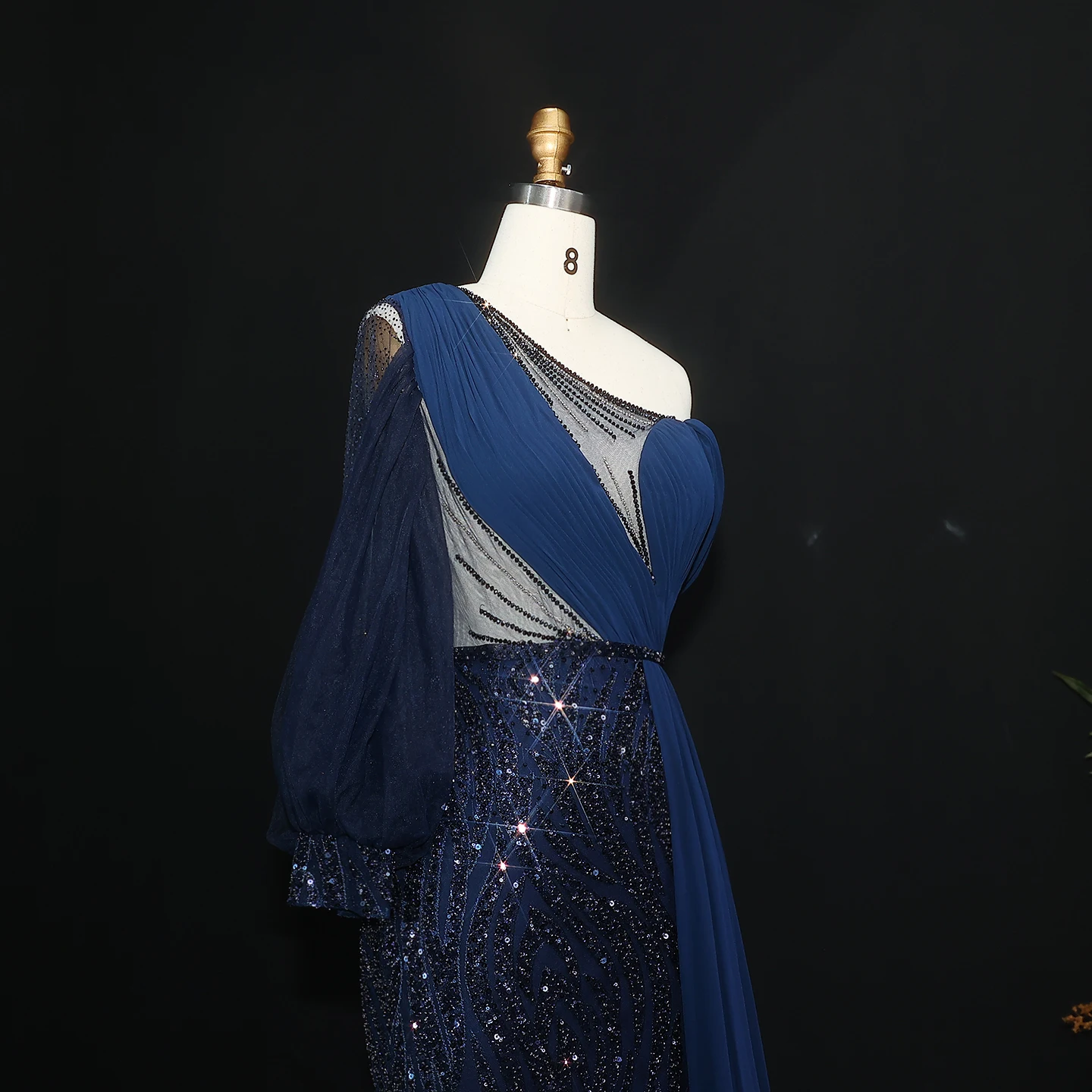 شارون سعيد أنيقة كتف واحد حورية البحر الفيروز الأزرق مساء اللباس للنساء حفل زفاف البيج Overskirt SS007 مخصص