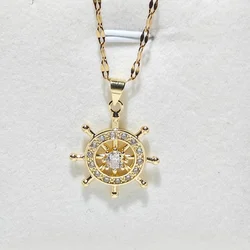 Nautical Themed Ocean Waves Steering Wheel Necklace, Unique and Stylish