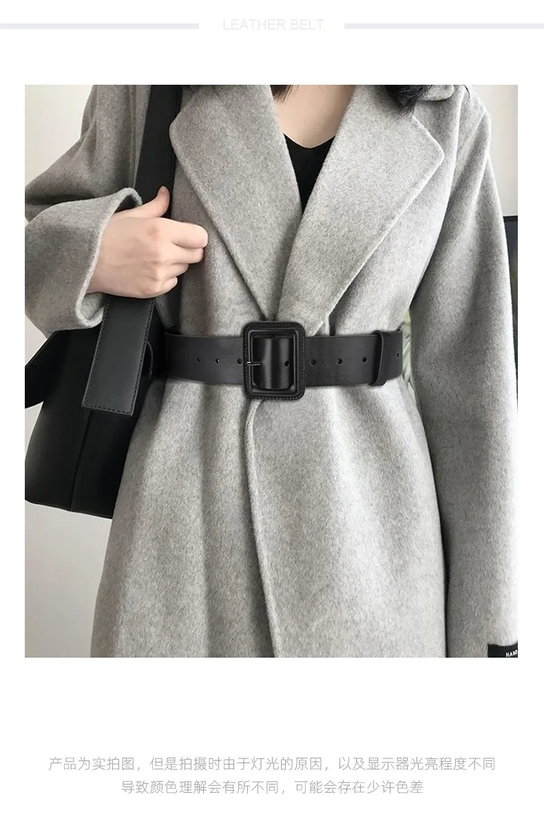 Hochwertiger Damen-Modegürtel aus Rindsleder, Schwarz, 4,5 cm Breit, Vielseitiger Casual- und Alltagsgürtel, Dekorativer Gürtel für Kleider – Detail 3