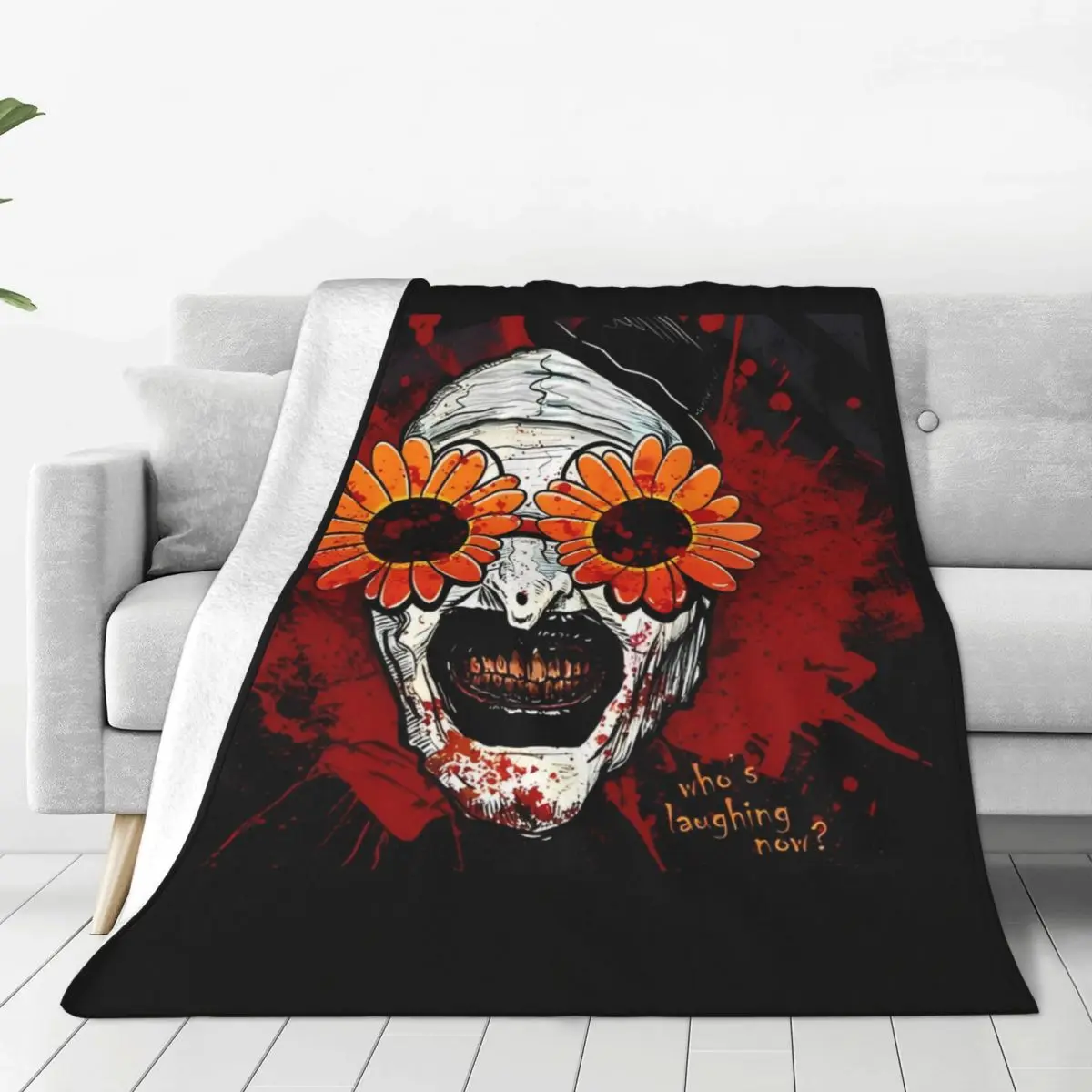 The Terrifier Art The Clown Flannel Blanket Soft Warm Throw Blanket for Living Room Decorative Funny Bedspread Sofa Bed Cover