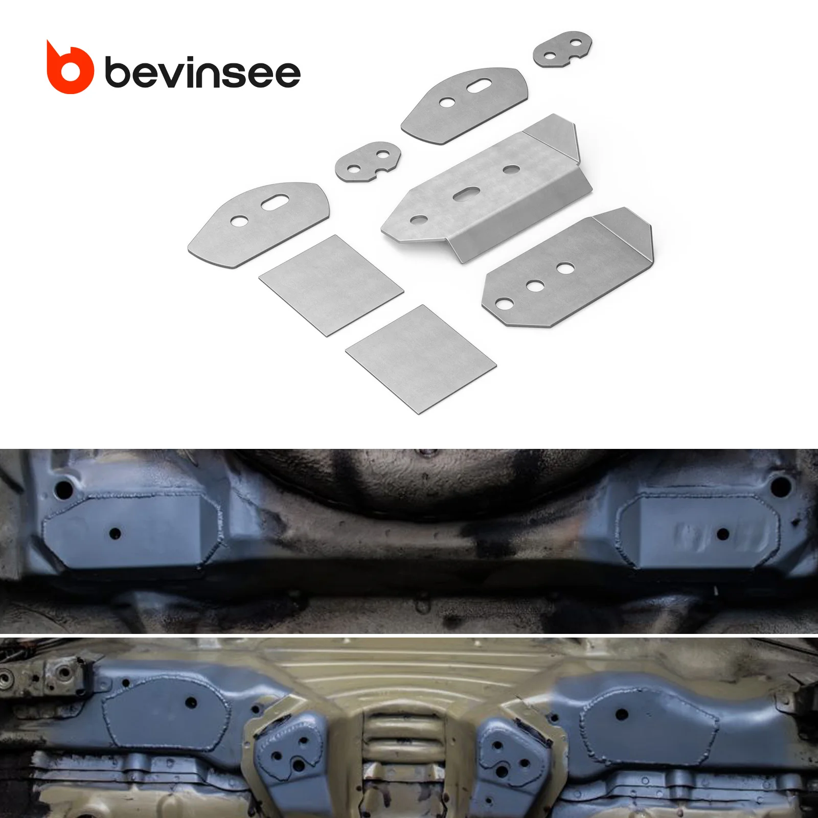 

BEVINSEE Steel Rear Subframe Reinforcement Plate Kit for BMW E46 1999-2006, for Street/Track Use