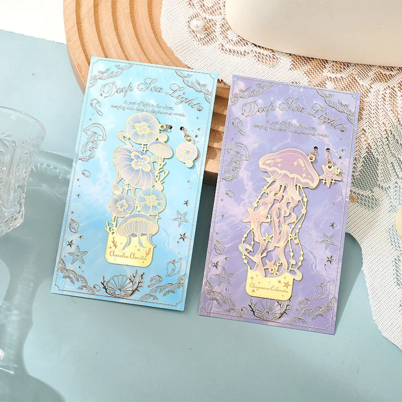 Creative Metal Chinese Style Hollow Marine Animals Metal Bookmarks Jellyfish Bookmark Metal Bookmark School Supplies for Childre