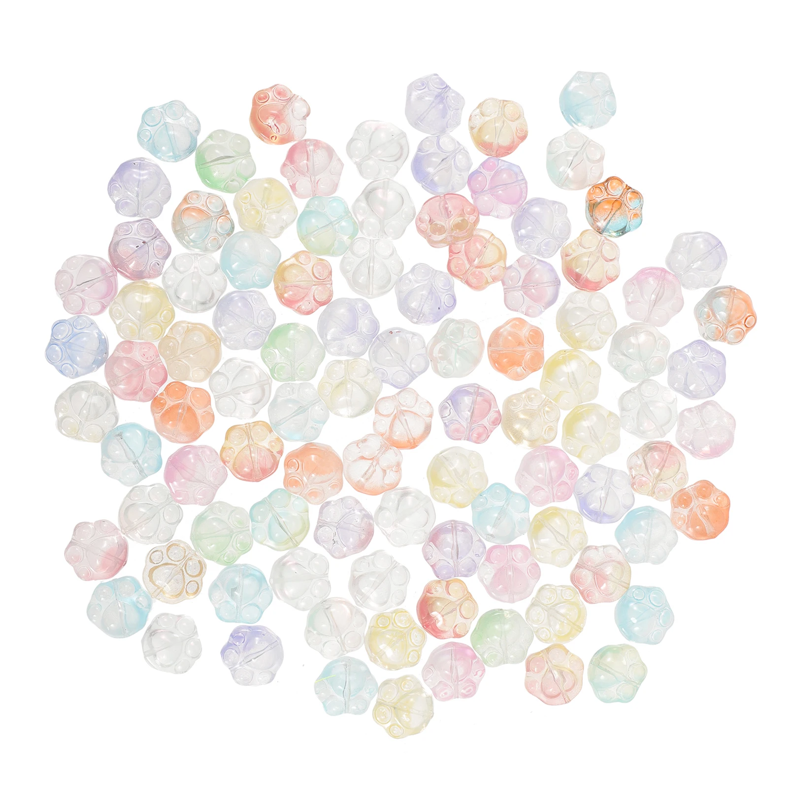 

100pcs Bear Claw Beads Pastel Glass Bulk Jewelry Bracelet Making Smooth Surface Craft Accessories Necklace Beads Festival