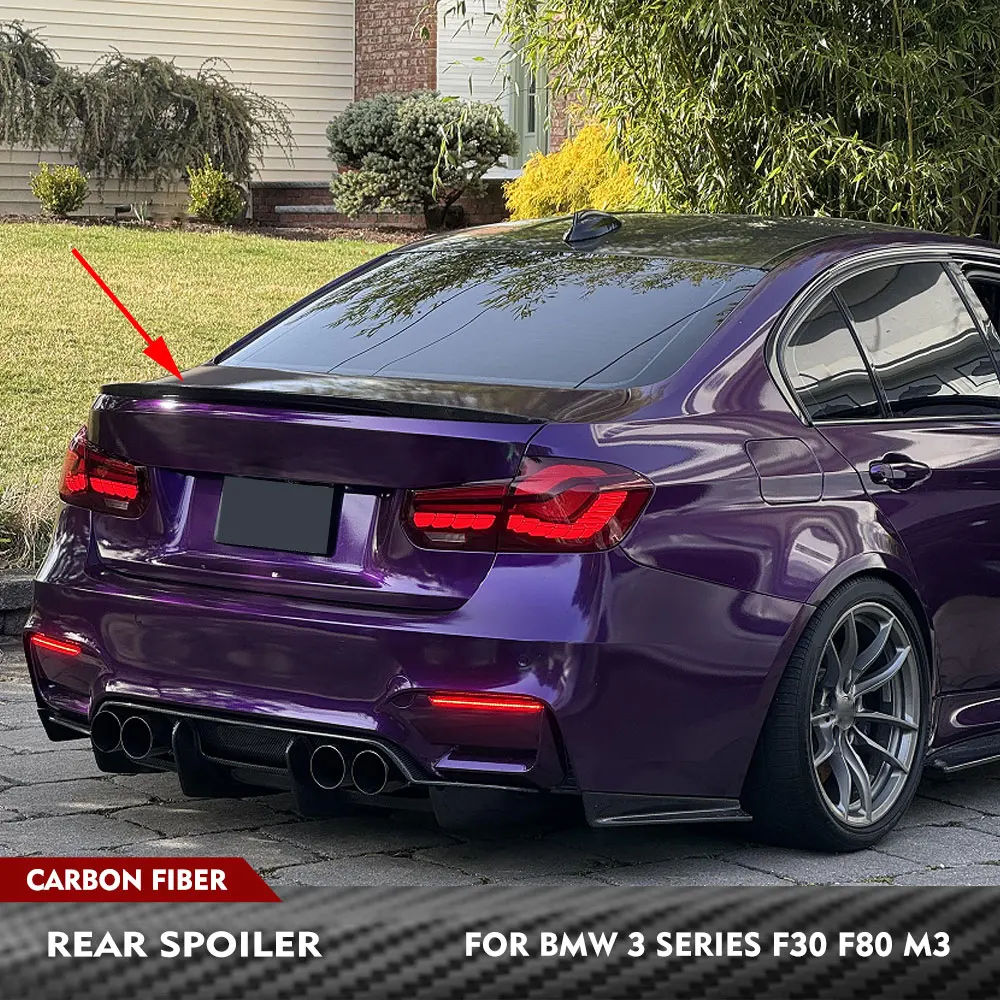 Car Rear Trunk Spoiler Wing for BMW 3 Series F30 F80 M3 Sedan 2012-2017 Tail Boot Lid Wing Lip Carbon Fiber