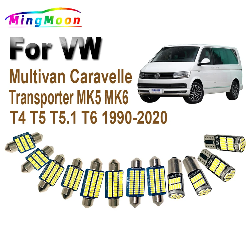 Żarówki LED do Volkswagen VW Multivan Caravelle Transporter MK5 MK6 T4 T5 T5.1 T6 1990-2020 akcesoria zestaw do oświetlenia wnętrza